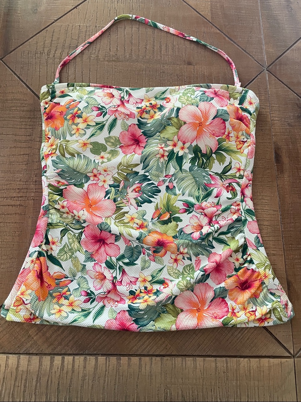 Tommy Bahama Tropical Floral Halter Tankini Swim Top Pink XS
